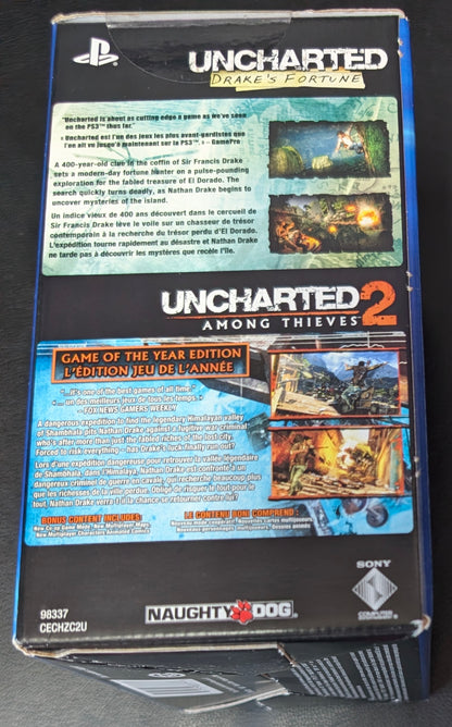 Brand New PlayStation 3 Uncharted 1 & 2 Ultimate Combo Pack + Metallic Blue Controller FACTORY SEALED