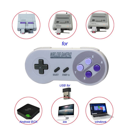 Wireless Game Controller Set: 2 Receivers with Colorful Buttons - 2.4G Gamepad Joypad Joystick, Compatible with SNES Mini, PC, Windows, and Nintendo Switch - Rated 4.7 Stars