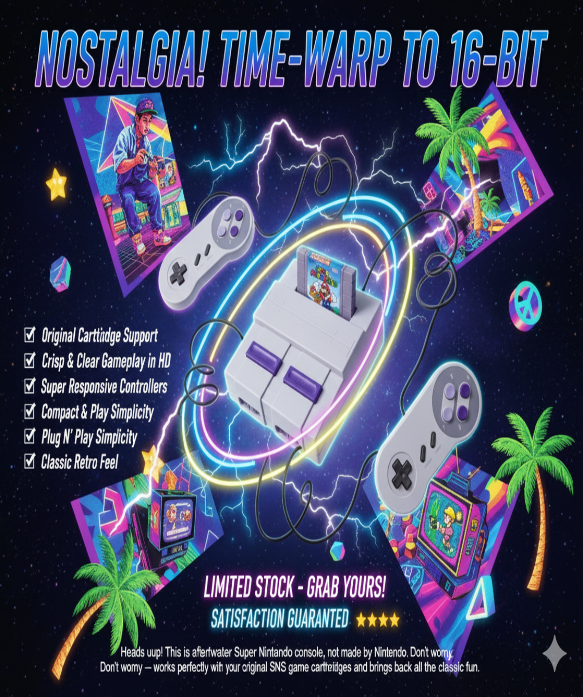 🎮🚀 𝙋𝙡𝙖𝙮 𝙔𝙤𝙪𝙧 𝙊𝙧𝙞𝙜𝙞𝙣𝙖𝙡 𝙎𝙪𝙥𝙚𝙧 𝙉𝙞𝙣𝙩𝙚𝙣𝙙𝙤 𝘾𝙖𝙧𝙩𝙧𝙞𝙙𝙜𝙚𝙨 𝘼𝙜𝙖𝙞𝙣! 🏁💥 𝟭𝟲-𝘽𝙞𝙩 𝘾𝙤𝙣𝙨𝙤𝙡𝙚 + 𝟮 𝘾𝙤𝙣𝙩𝙧𝙤𝙡𝙡𝙚𝙧𝙨 — 𝘾𝙤𝙢𝙥𝙖𝙘𝙩, 𝘿𝙪𝙧𝙖𝙗𝙡𝙚 𝙋𝙡𝙪𝙜 𝙉’ 𝙋𝙡𝙖𝙮! 🎮✨