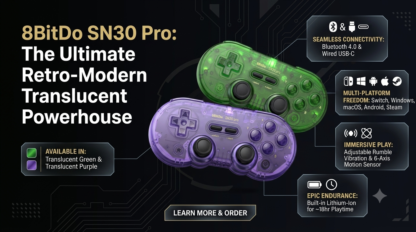 8BitDo SN30 Pro Universal Bluetooth Controller | Multi-Platform Gaming | Analog Joysticks | Multiple Colors