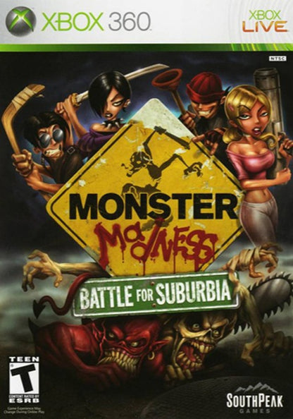 Rare MONSTER MADNESS: Battle For Suburbia - Microsoft XBOX 360 - CLEAN DISC CIB Pre-Owned Great Shape Tested & Working