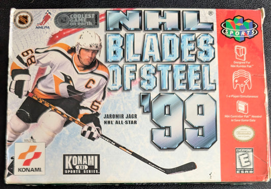 NHL Blades of Steel 99 Nintendo 64 (N64) – Complete in Box (CIB) with Manual & Protector – Excellent Condition