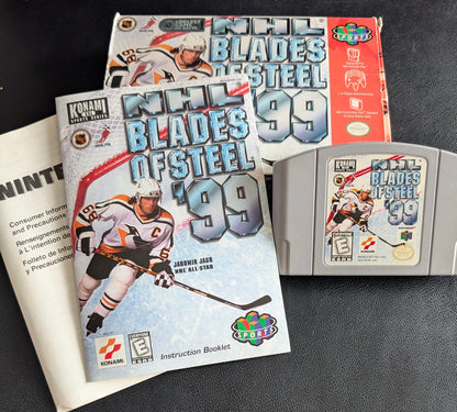 NHL Blades of Steel 99 Nintendo 64 (N64) – Complete in Box (CIB) with Manual & Protector – Excellent Condition