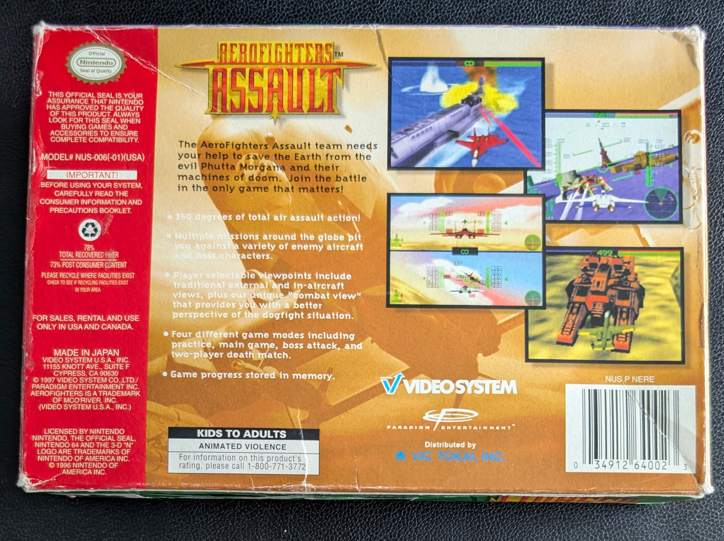 AeroFighters Assault Nintendo 64 (N64) – Boxed Cartridge with Protector