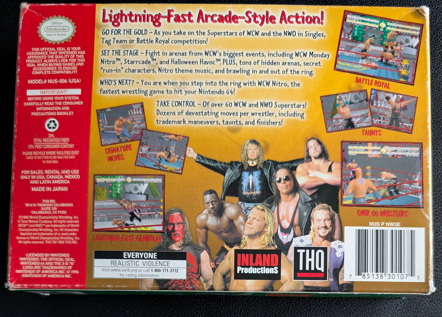 WCW Nitro Nintendo 64 (N64) – 1998 Cartridge with Box and Protector