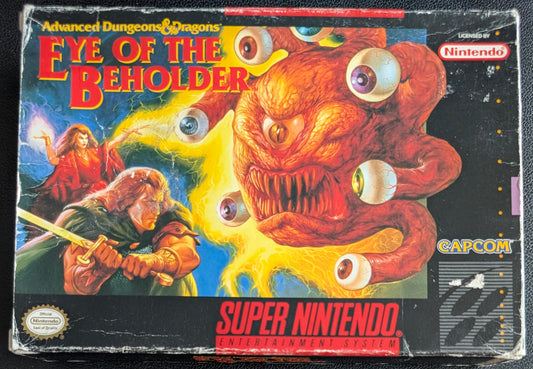 Eye of the Beholder Super Nintendo (SNES) – 1993 Cartridge with Box & Protector