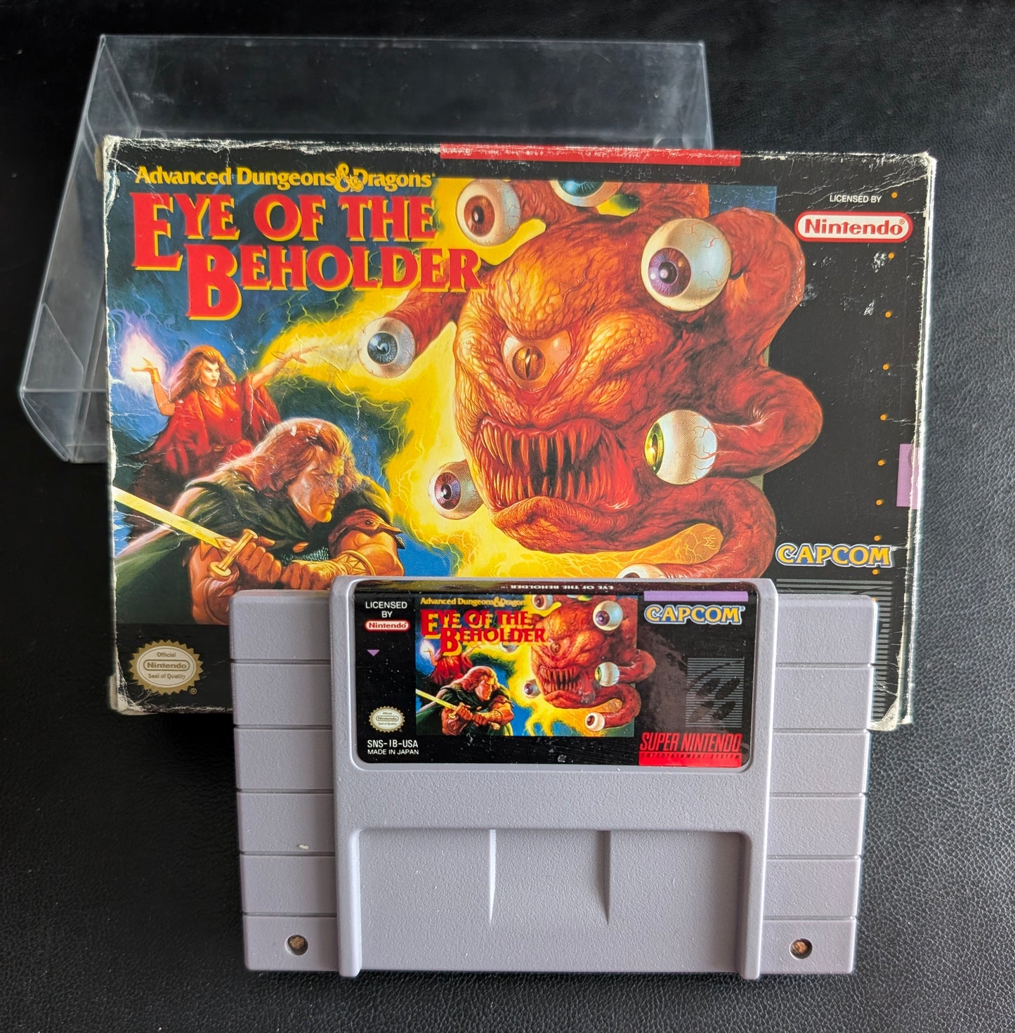 Eye of the Beholder Super Nintendo (SNES) – 1993 Cartridge with Box & Protector