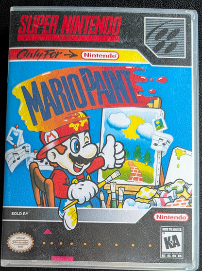 Mario Paint Super Nintendo (SNES) – 1992 Cartridge with Original Video Store Box
