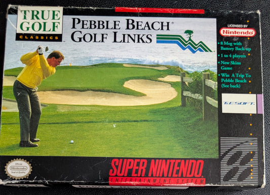 Pebble Beach Golf Links - Authentic SNES - 1997 Super Nintendo Entertainment System NTSC Cartridge + Protector (1992)
