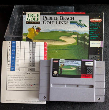 Pebble Beach Golf Links - Authentic SNES - 1997 Super Nintendo Entertainment System NTSC Cartridge + Protector (1992)