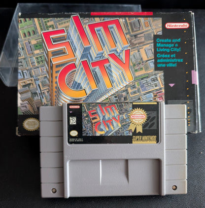 SimCity – Authentic Super Nintendo (SNES) – 1991 Cartridge + Box + Protector MINT
