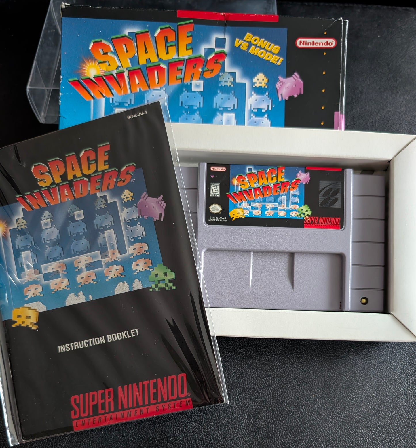 Space Invaders – Authentic Super Nintendo (SNES) – 1990 Cartridge + Box + Manual + Protector