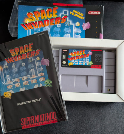 Space Invaders – Authentic Super Nintendo (SNES) – 1990 Cartridge + Box + Manual + Protector