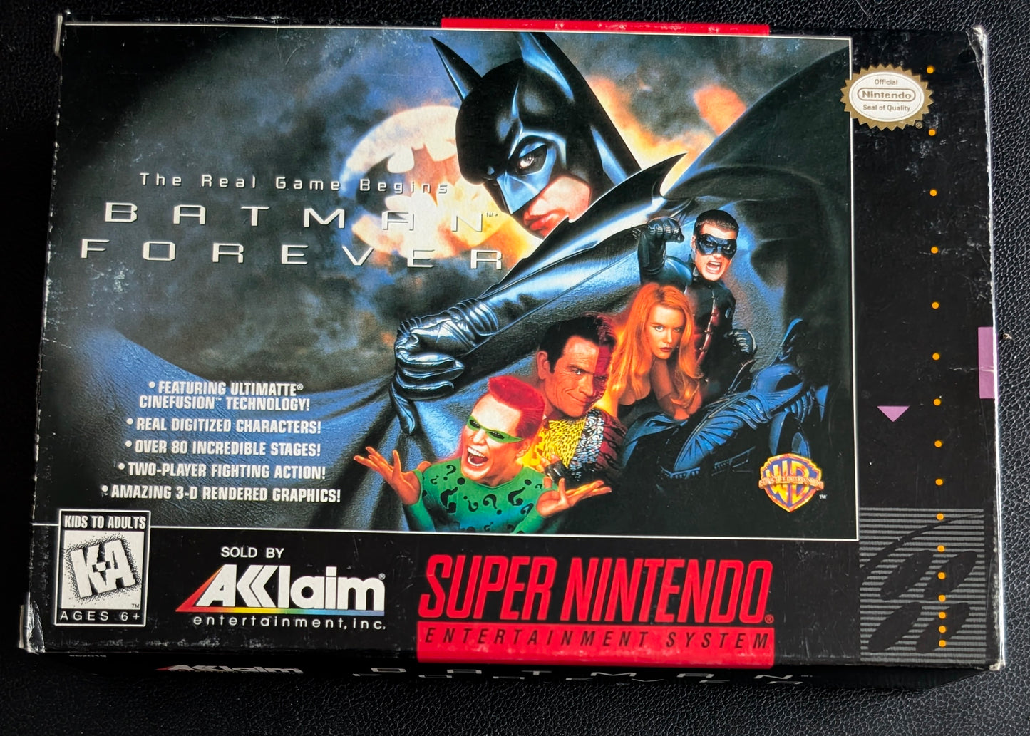 Batman Forever – Authentic Super Nintendo (SNES) – 1995 Cartridge + Box + Protector
