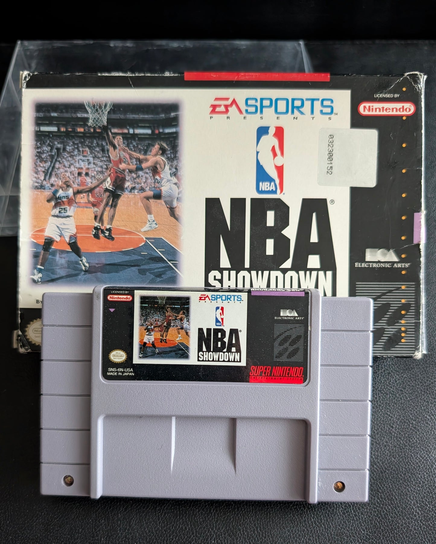 NBA Showdown – Authentic Super Nintendo (SNES) – 1993 Cartridge + Box + Protector