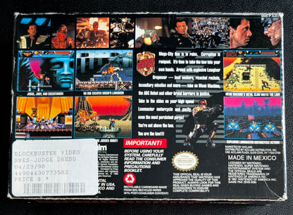 Judge Dredd – Super Nintendo (SNES) – COMPLETE Box, Cartridge & Protector – Clean & Tested