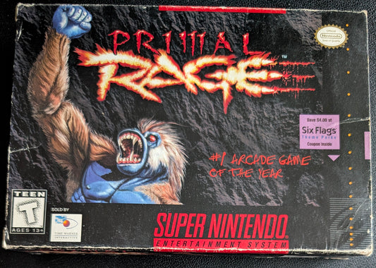 Primal Rage – Authentic Super Nintendo (SNES) – 1994 Cartridge + Box + Protector