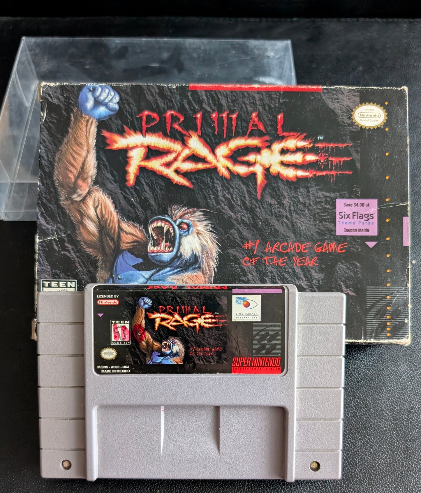 Primal Rage – Authentic Super Nintendo (SNES) – 1994 Cartridge + Box + Protector