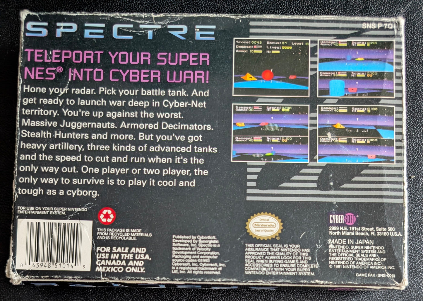 Spectre – Authentic Super Nintendo (SNES) – 1993 Cartridge + Box + Manual + Protector
