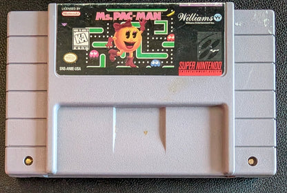 1996 Ms. Pac Man Authentic SNES Cartridge (Super Nintendo Ent. System) Plus Platic Protector