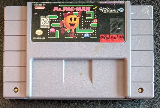 1996 Ms. Pac Man Authentic SNES Cartridge (Super Nintendo Ent. System) Plus Platic Protector