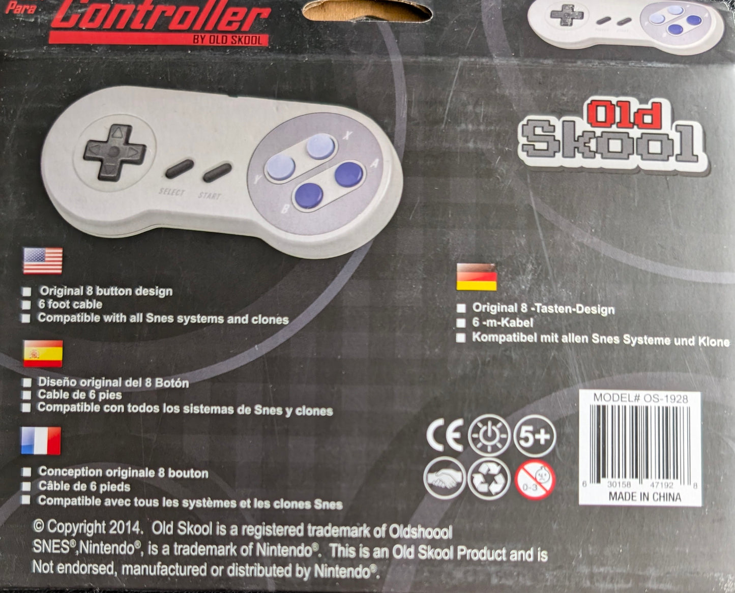 Old Skool Wired Controller ( For Original Super Nintendo ) | OEM Replacement | Brand New