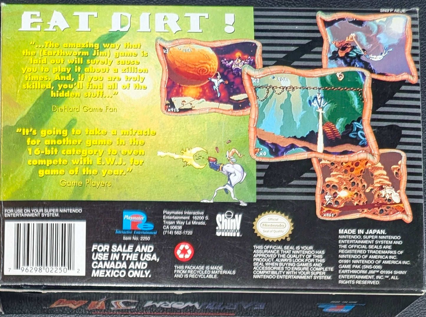 Earthworm Jim - 1994 Super Nintendo SNES | CIB | NEAR MINT | Protection Sleeve