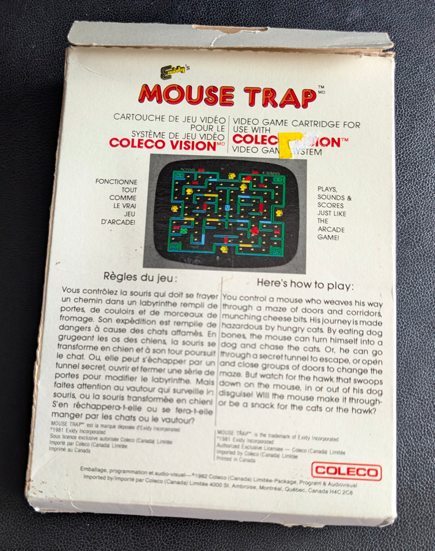 Mouse Trap (ColecoVision) 1982 | Complete | Video Game Cartridge + Box / Manual