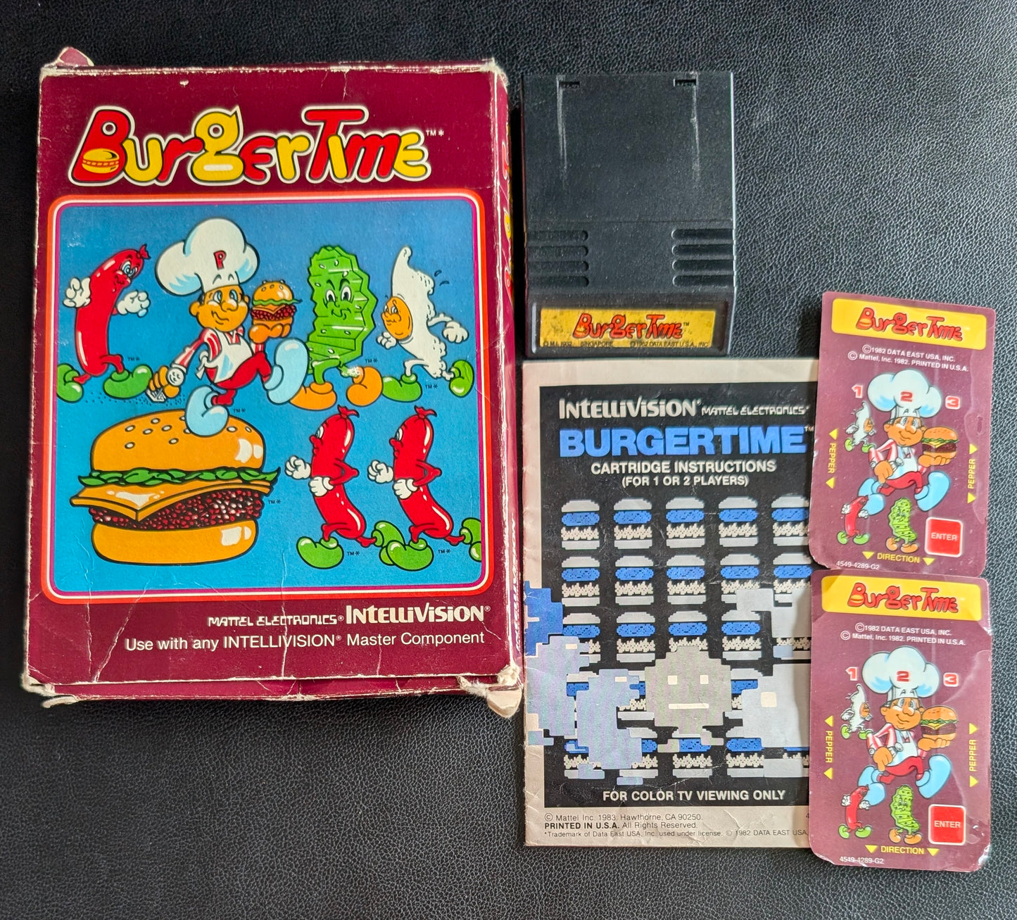 BurgerTime (Intellivision) 1982 | Mattel Electronics | Complete Video Game + 2 Inlays