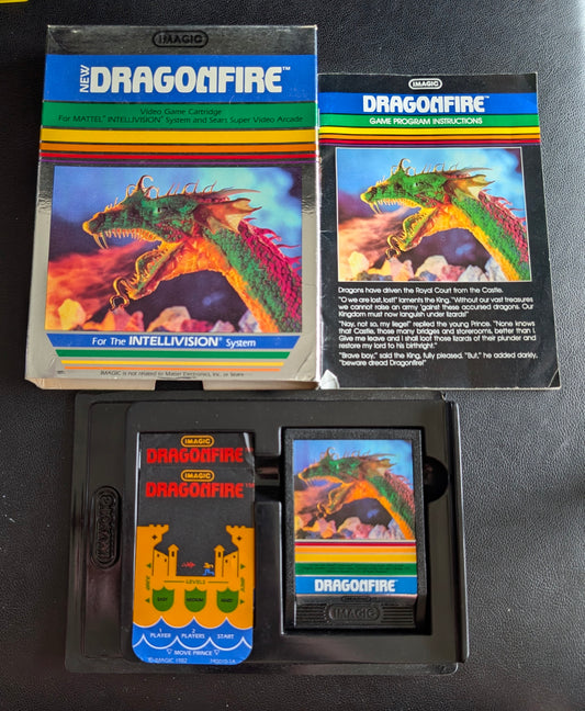 Dragonfire (Intellivision) 1982 | Imagic | Complete Video Game + 2 Inlays