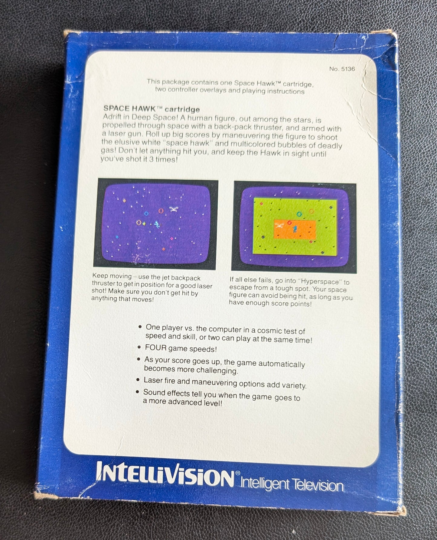 Space Hawk (Intellivision) 1981 | Mattel Electronics | Complete Video Game + 2 Inlays