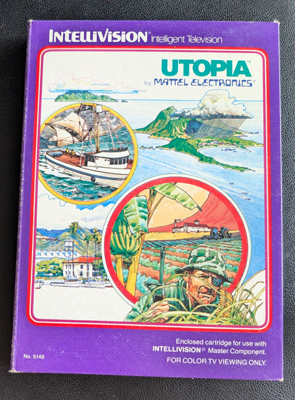 Utopia (Intellivision) 1981 | Mattel Electronics | Complete Video Game + 2 Inlays