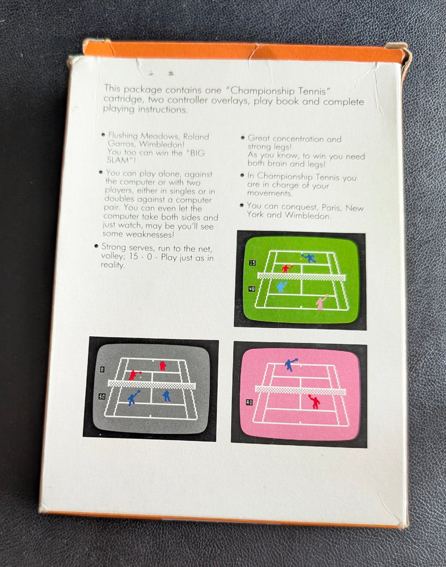 Championship Tennis (Intellivision) 1982 | Mattel Electronics | Complete Video Game + 2 Inlays