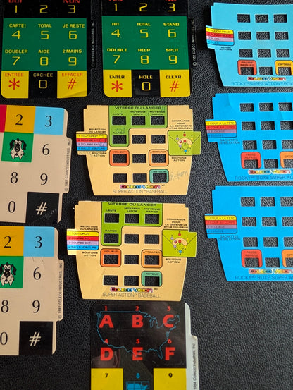 Lot of 10 ColecoVision Inlays (1980) | Original Vintage Controller Overlays