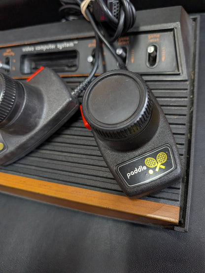 Atari 2600 Woodgrain Console | 2 Paddle Controllers + Joystick | Great 2-Player Package