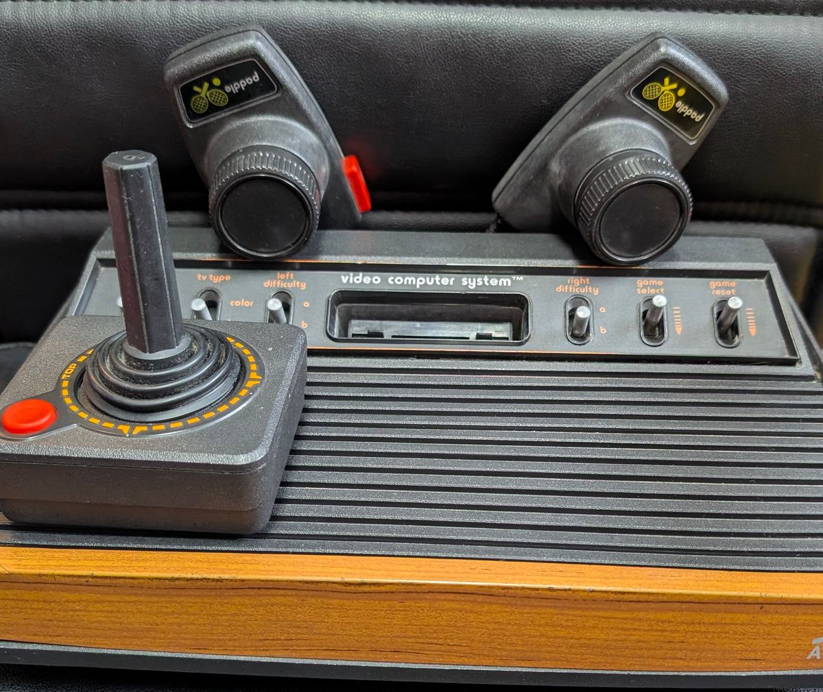 Atari 2600 Woodgrain Console | 2 Paddle Controllers + Joystick | Great 2-Player Package