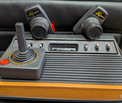 Atari 2600 Woodgrain Console | 2 Paddle Controllers + Joystick | Great 2-Player Package