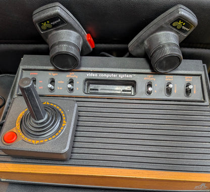 Atari 2600 Woodgrain Console | 2 Paddle Controllers + Joystick | Great 2-Player Package
