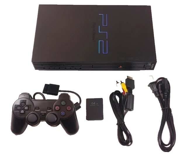 PlayStation 2 PS2 Fat (Black) + 1 Controller & Hook-Up Cords – Various Conditions