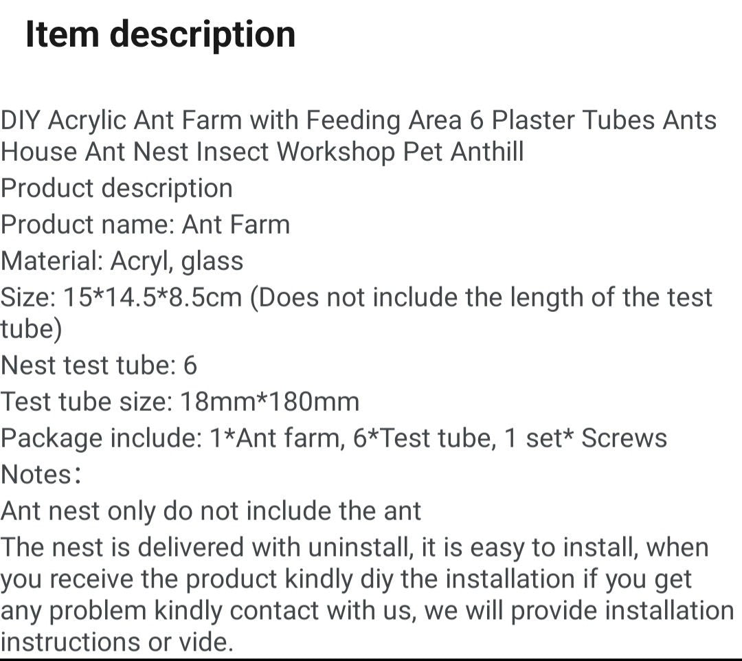 Do It Yourself Acrylic Glass Ant Farm 6 Gypsum Test Tube VILLA + Water Injection (Multiple Crawl Spaces) Great Gift Idea Limited Quantities!