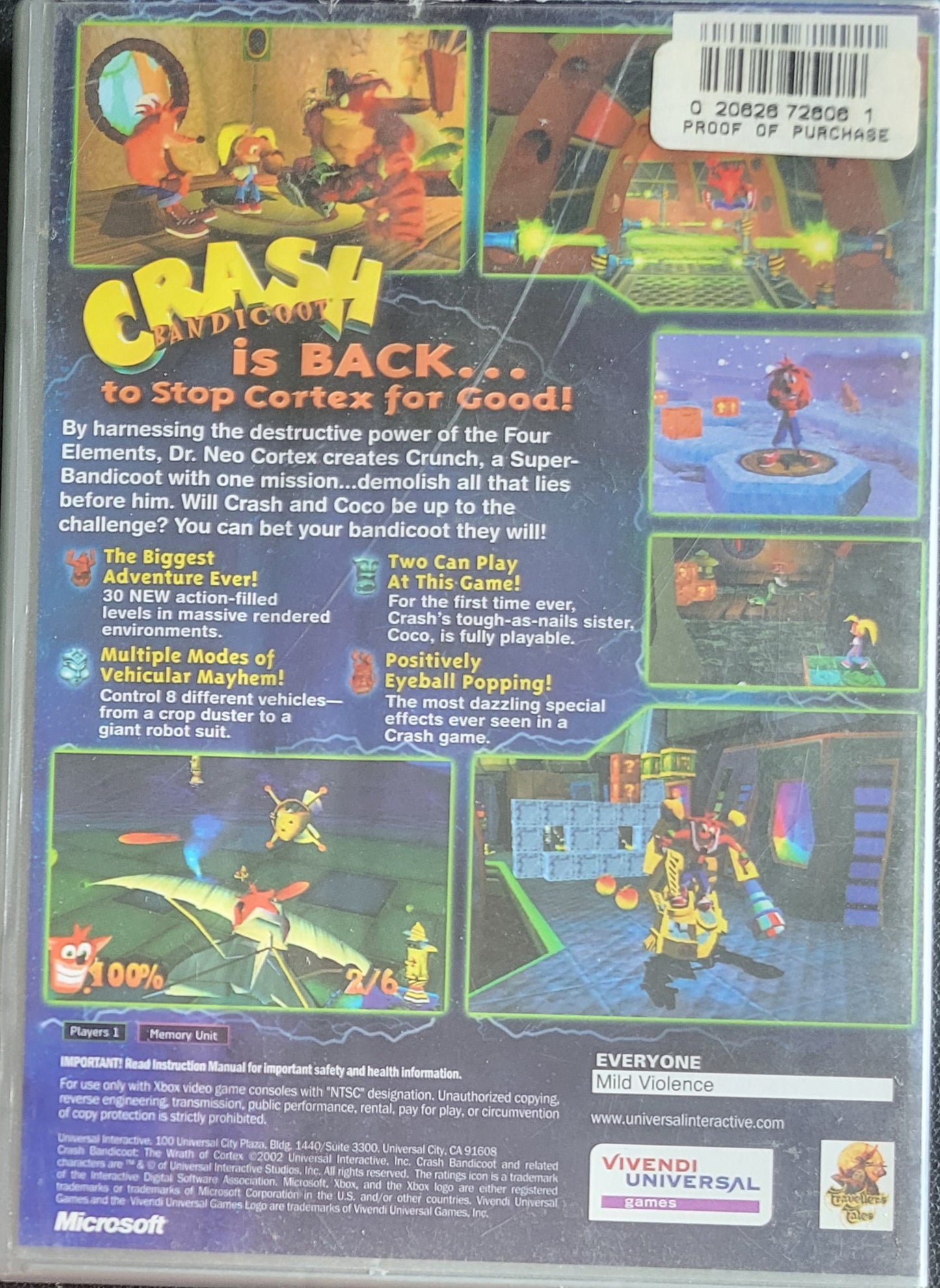 Crash Bandicoot: The Wrath Of Cortex *Platinum Hits* (CIB) OG Microsoft XBOX  Pre-Owned Great Shape Tested & Working CLEAN DISC