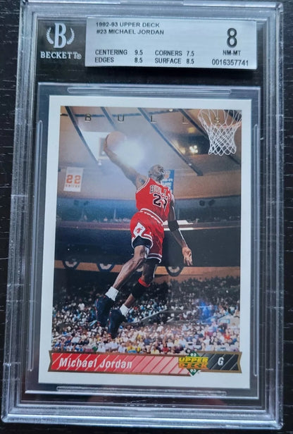 1992 93 Upper Deck #23 Michael Jordan Graded BGS 8 NEAR MINT FRESHLY GRADED