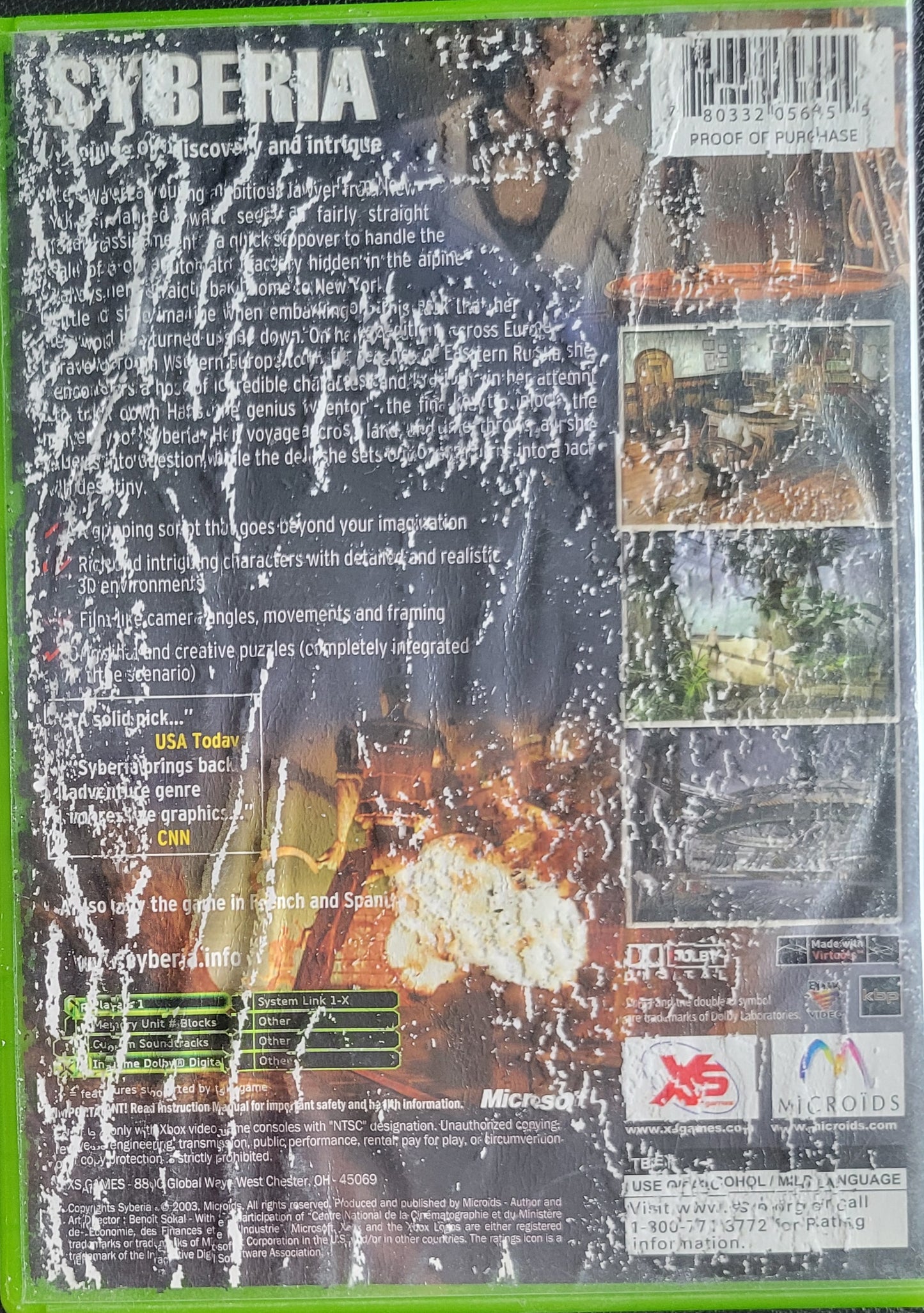Syberia - (CIB) OG Microsoft XBOX  Pre-Owned Great Shape Tested & Working CLEAN DISC