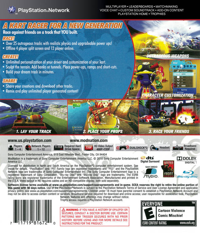 ModNation Racers – 2010 Sony PlayStation 3 CIB – RE-Sealed – Excellent