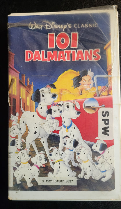 RARE Library Copy Walt Disney's 101 DALMATIANS 1990's VHS Tape + Box