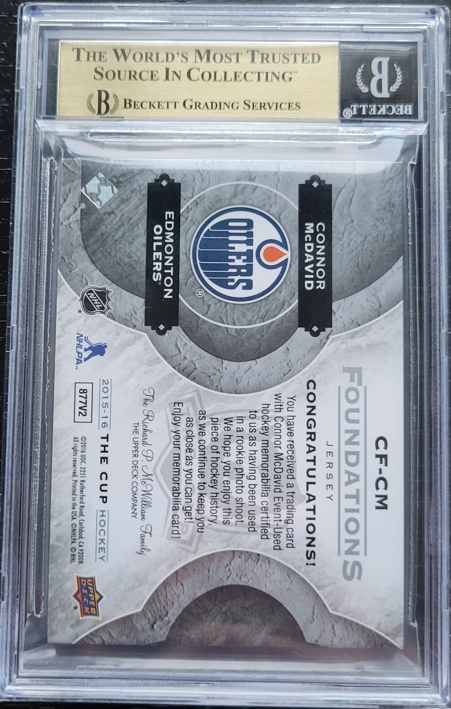 11/75!! ROOKIE QUAD PATCH 2015 2016 CONNOR MCDAVID CF-CM THE CUP FOUNDATIONS LOW POP 2 9.5 GEM MINT!