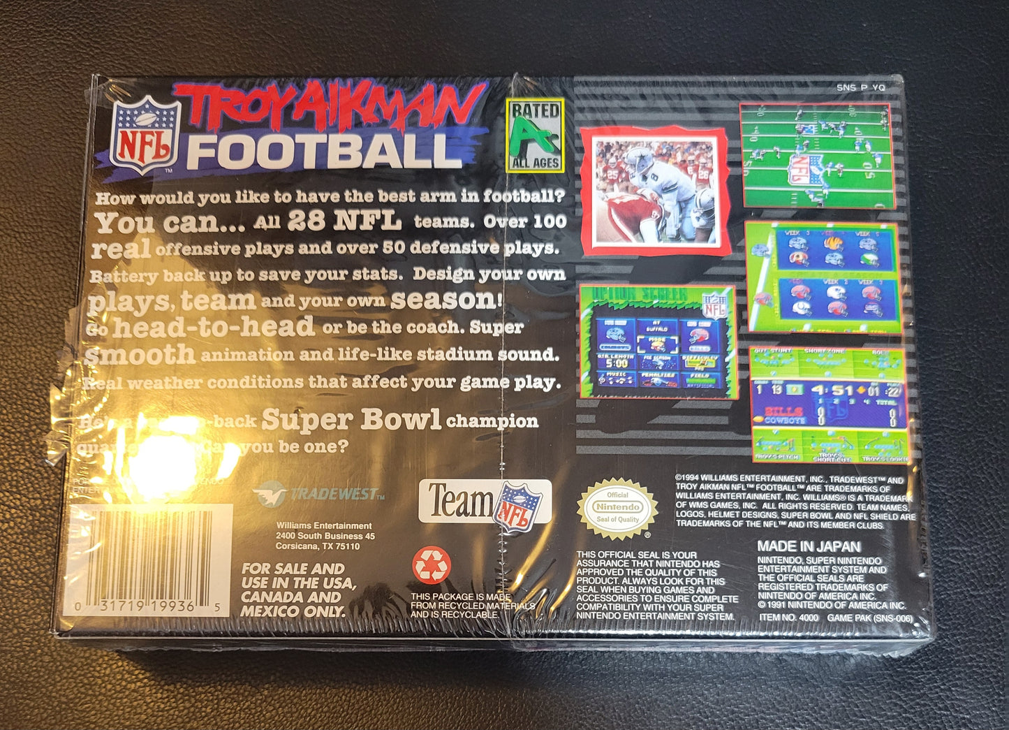 Troy Aikman NFL Football 1994 (SNES) - PRISTINE Condition FACTORY PLASTIC - (CIB)