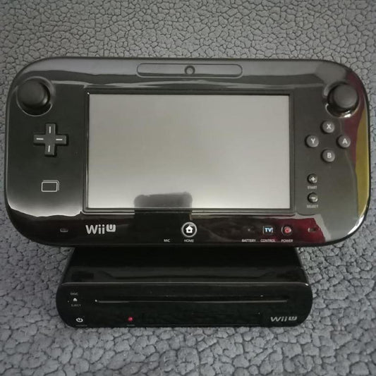 Used Wii U Black Console Bundle | Console Powers On (Sound Works) | Screen Damage | For Parts or Repair