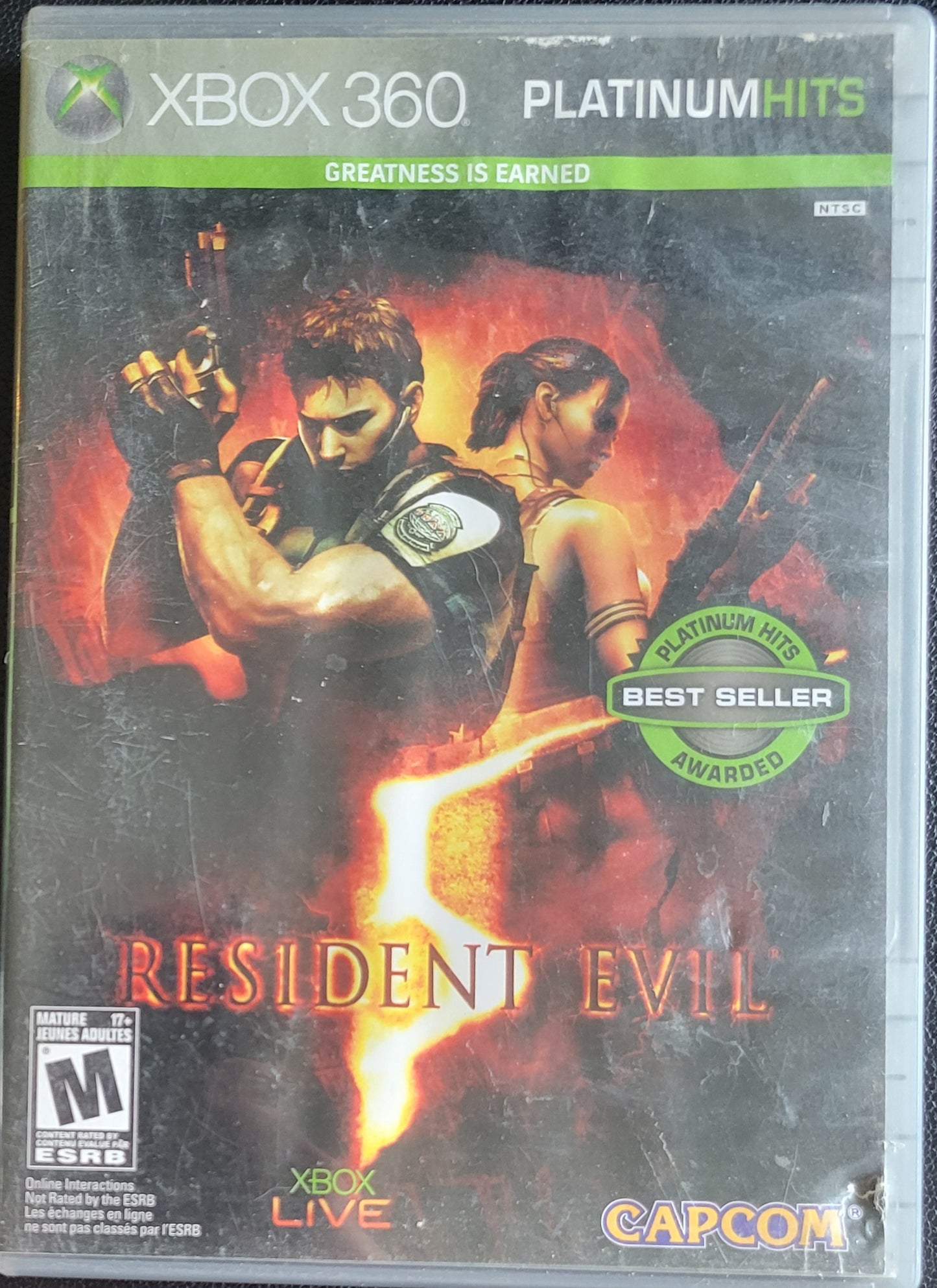 Resident Evil 5 Platinum Hits - (CIB) - Microsoft XBOX 360 - Pre-Owned Like New CLEAN DISC