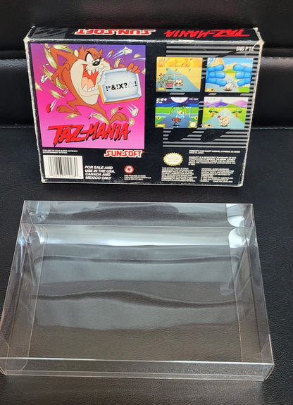TAZ-MANIA CIB Authentic Box + Manual - SNES - Super Nintendo Ent. System 1992 NTSC/PAL Cartridge + Plastic Protector GREAT SHAPE